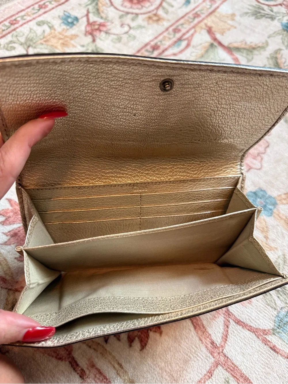 Chloé Metallic Gold Leather Long Wallet
